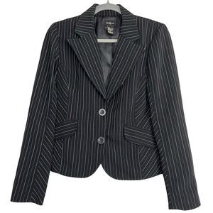 Vintage Y2K Twenty One Black Pinstripe Blazer Coat Jacket Womens Size M